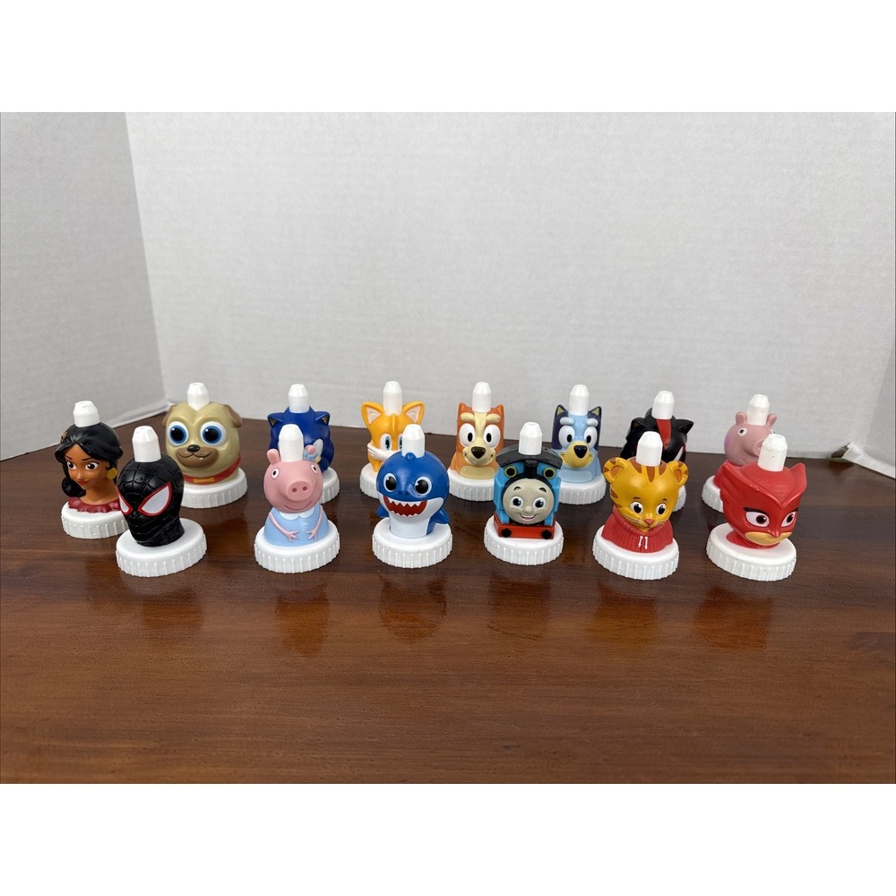 Good 2 Grow Lot Of 14 Juice Bottle Toppers Variety Characters- Disney, Marvel